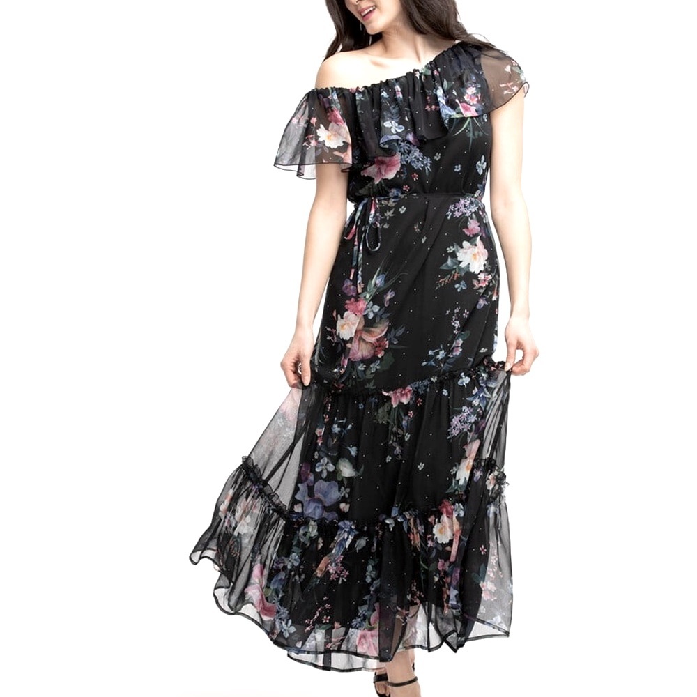 Floral Chiffon Maxi-Dress XS NWT